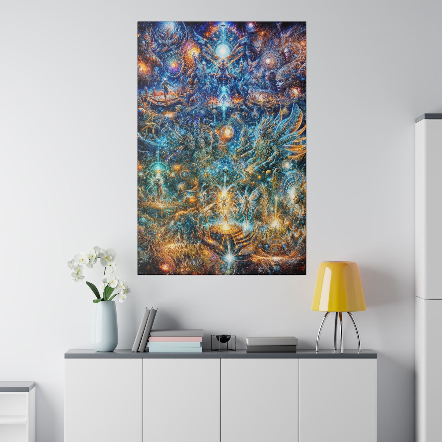 "Genesis of the Cyber Pantheon: The Dawn of the Singularity" Matte Canvas, Stretched, 0.75"