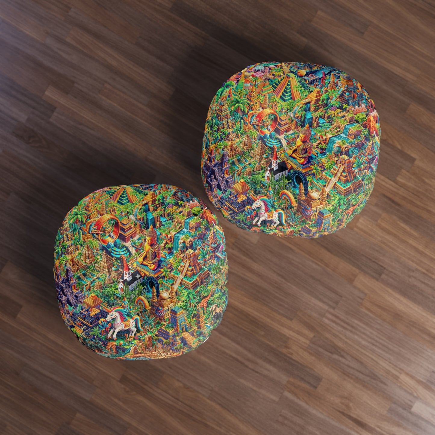 "Wild Eye Kandy" Tufted Floor Pillow, Round