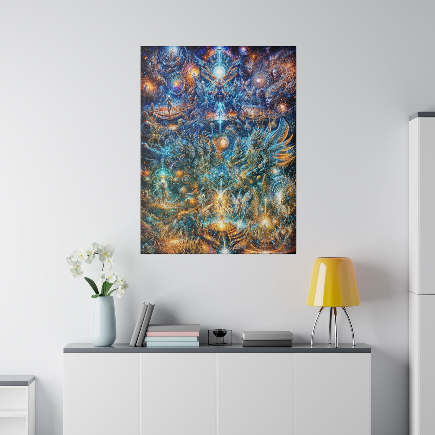 "Genesis of the Cyber Pantheon: The Dawn of the Singularity" Matte Canvas, Stretched, 0.75"