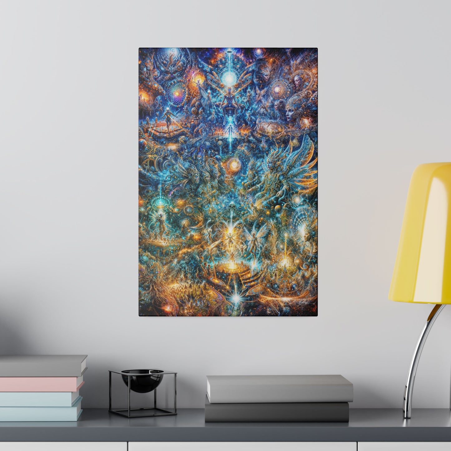 "Genesis of the Cyber Pantheon: The Dawn of the Singularity" Matte Canvas, Stretched, 0.75"