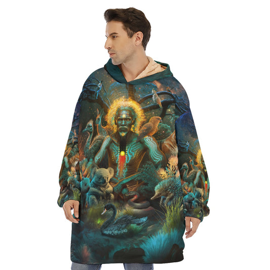 "ALWAYS DREAMING" All-Over Print Unisex Sherpa Fleece Hoodie Blanket