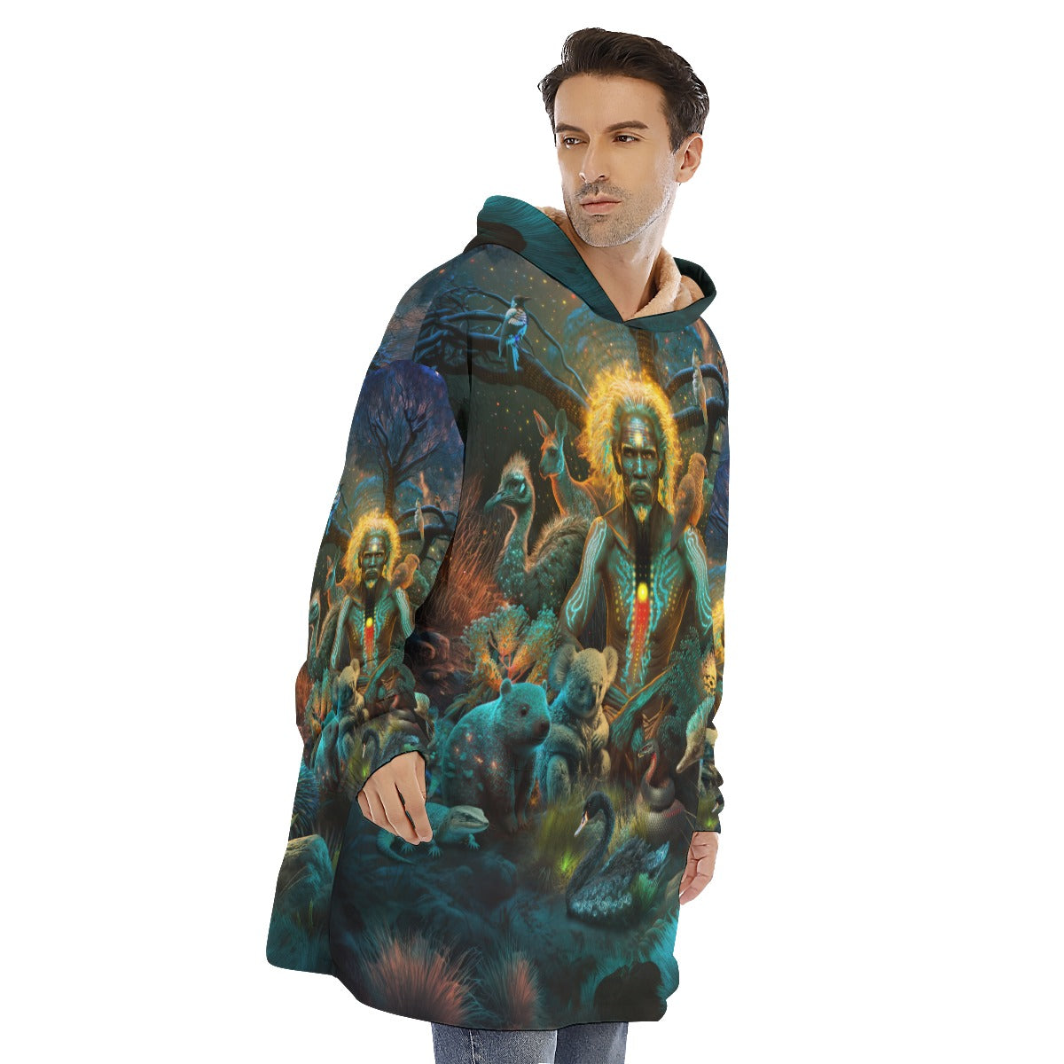 "ALWAYS DREAMING" All-Over Print Unisex Sherpa Fleece Hoodie Blanket