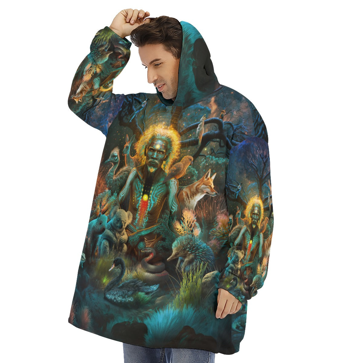"ALWAYS DREAMING" All-Over Print Unisex Sherpa Fleece Hoodie Blanket