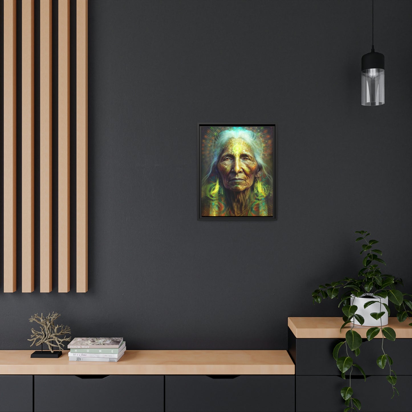 "SACRED WISDOM" Matte Canvas, Black Frame