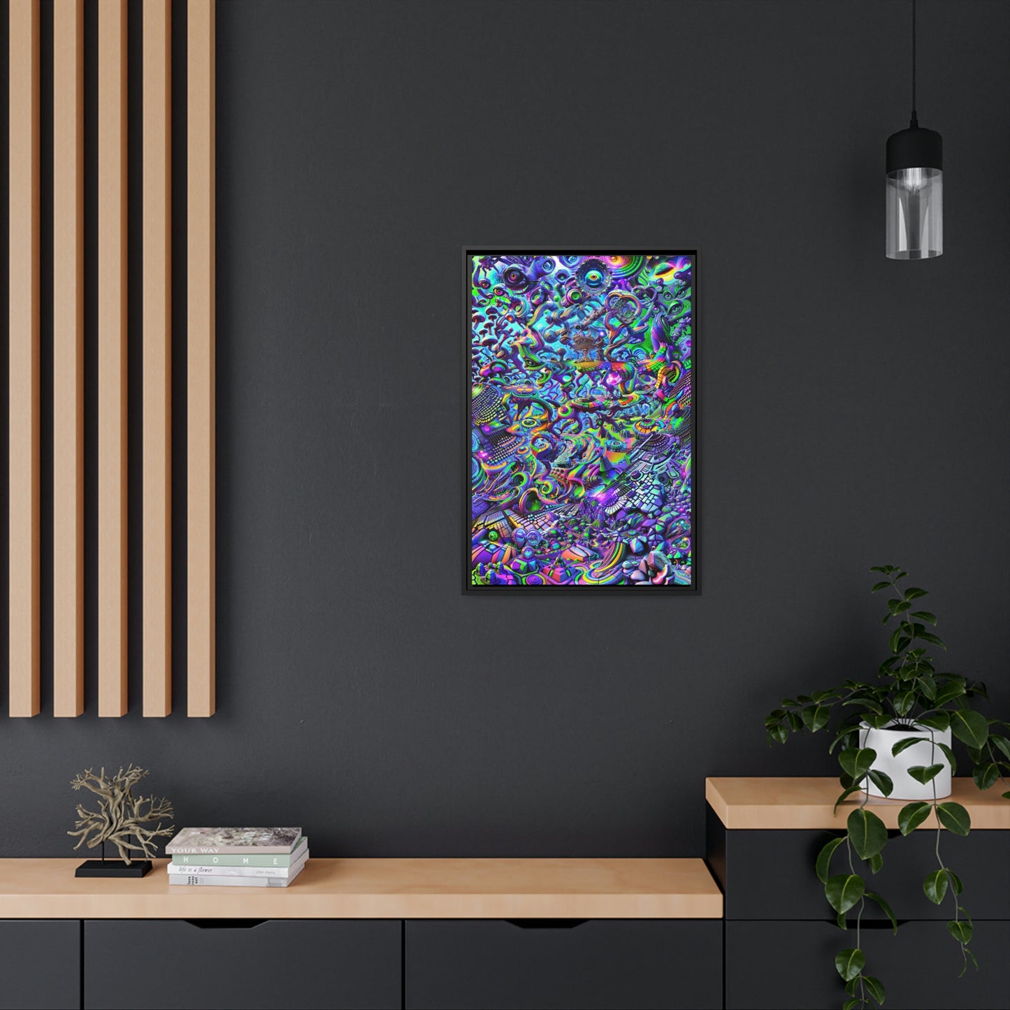 "PSYCHEDELIC WONDERLAND 2.0" Matte Canvas, Black Frame