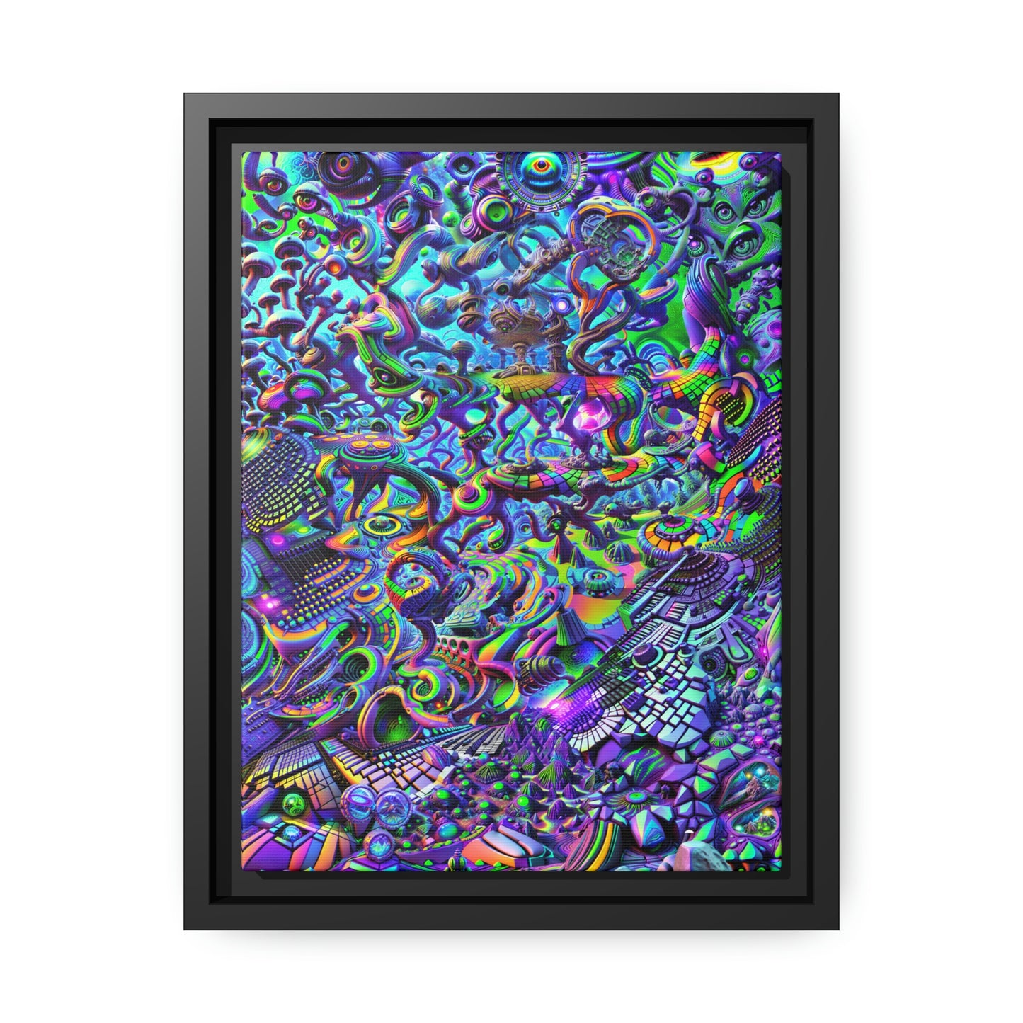 "PSYCHEDELIC WONDERLAND 2.0" Matte Canvas, Black Frame