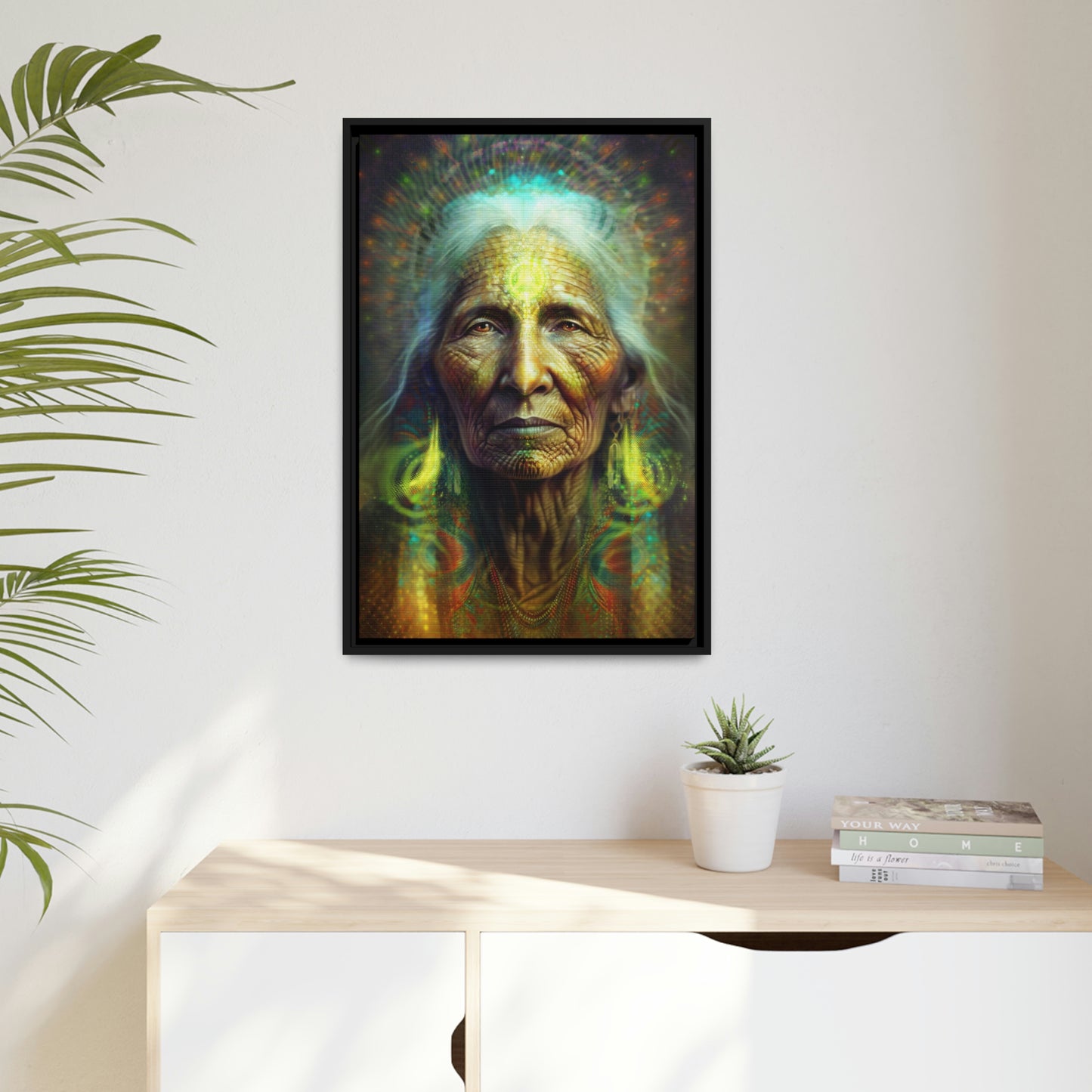 "SACRED WISDOM" Matte Canvas, Black Frame