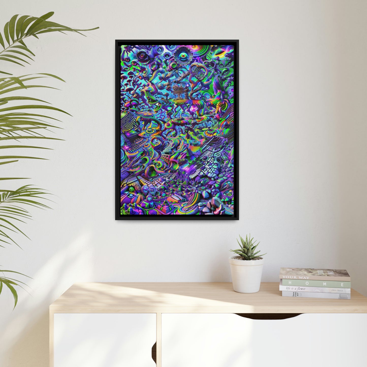 "PSYCHEDELIC WONDERLAND 2.0" Matte Canvas, Black Frame