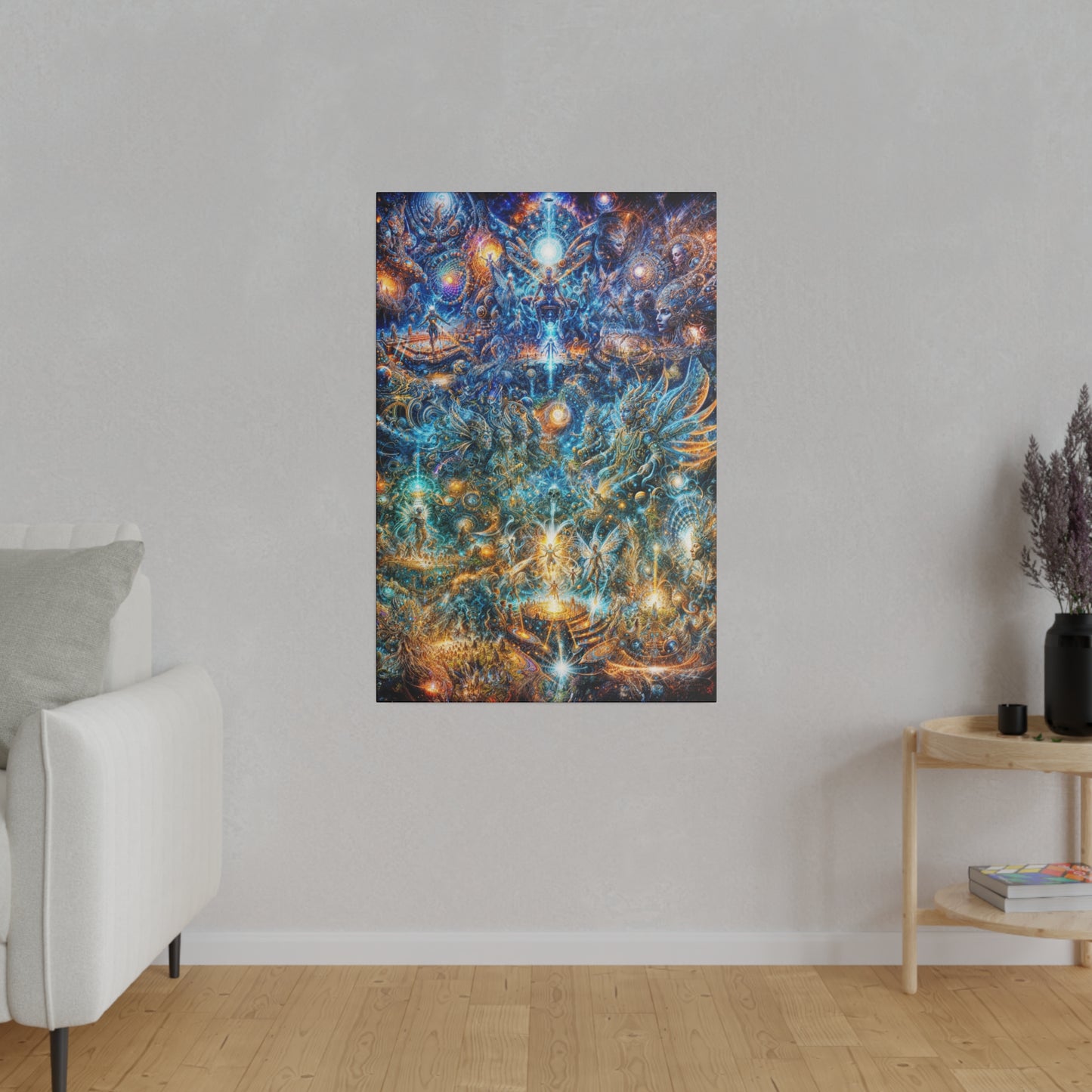 "Genesis of the Cyber Pantheon: The Dawn of the Singularity" Matte Canvas, Stretched, 0.75"