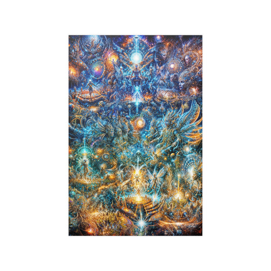 Genesis of the Cyber Pantheon - Dawn of the Singularity" Satin Posters (210gsm)