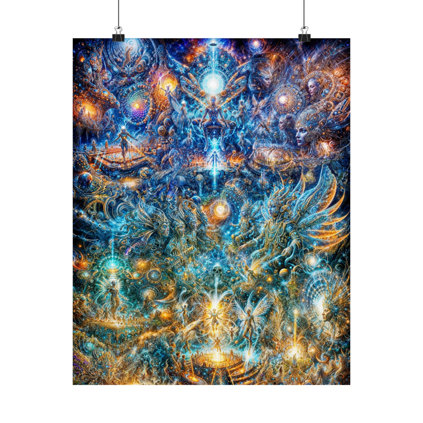 "Genesis of the Cyber Pantheon - Dawn of the Singularity" Premium Matte Vertical Posters