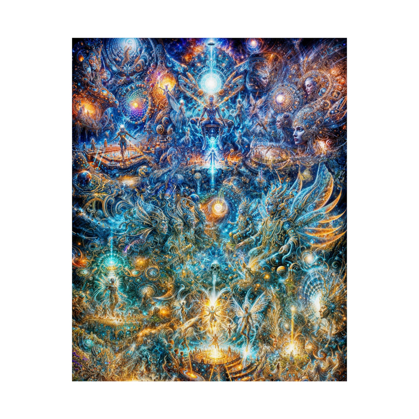 "Genesis of the Cyber Pantheon - Dawn of the Singularity" Premium Matte Vertical Posters