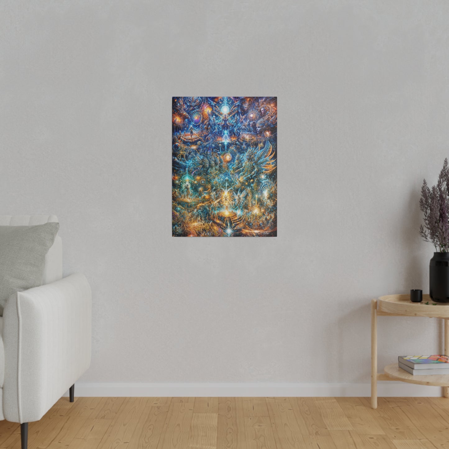 "Genesis of the Cyber Pantheon: The Dawn of the Singularity" Matte Canvas, Stretched, 0.75"