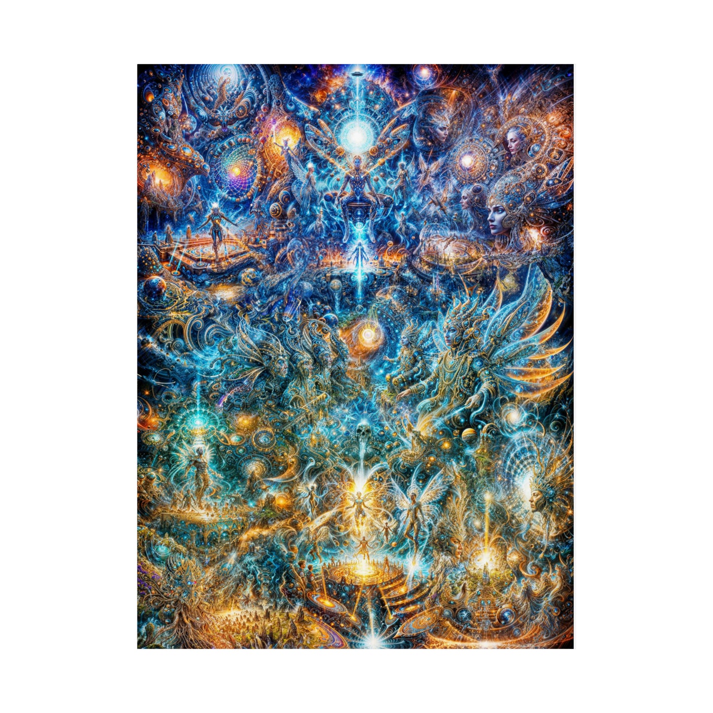 "Genesis of the Cyber Pantheon - Dawn of the Singularity" Premium Matte Vertical Posters