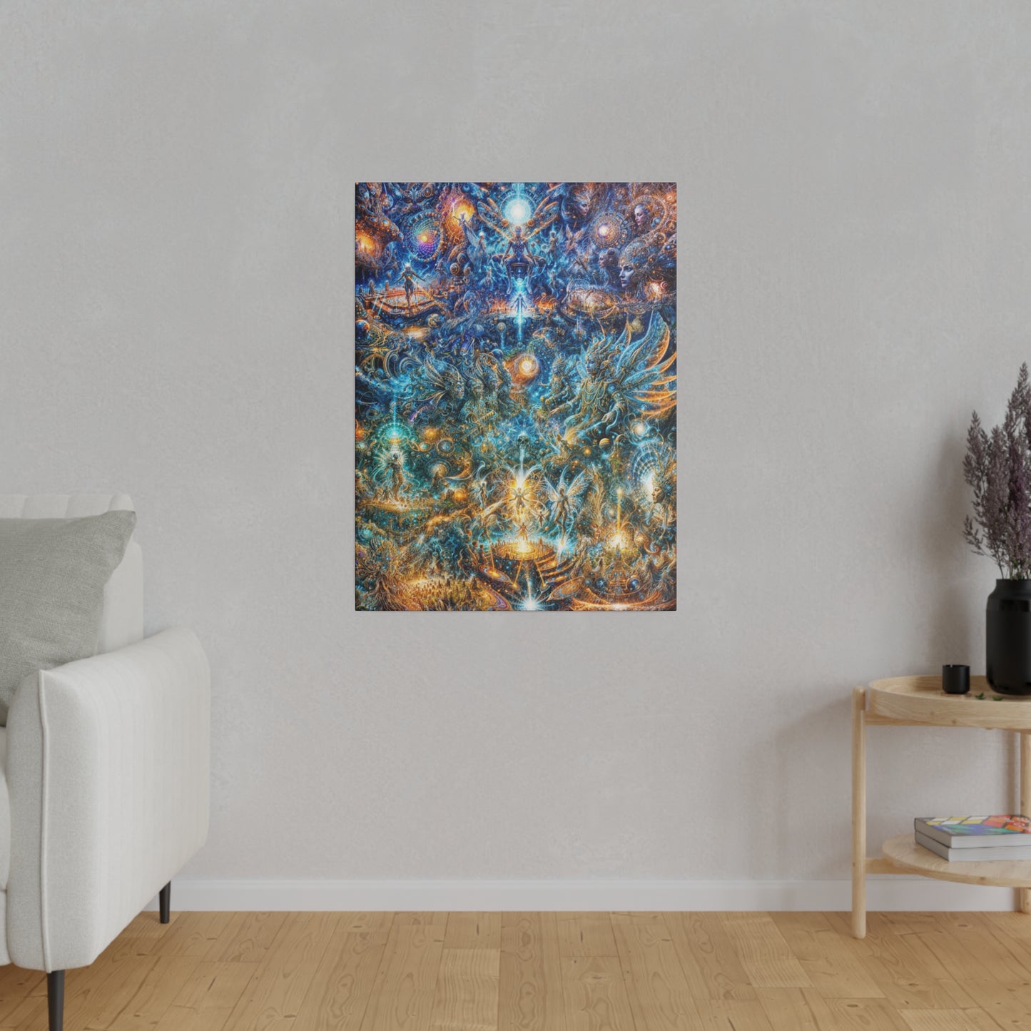 "Genesis of the Cyber Pantheon: The Dawn of the Singularity" Matte Canvas, Stretched, 0.75"