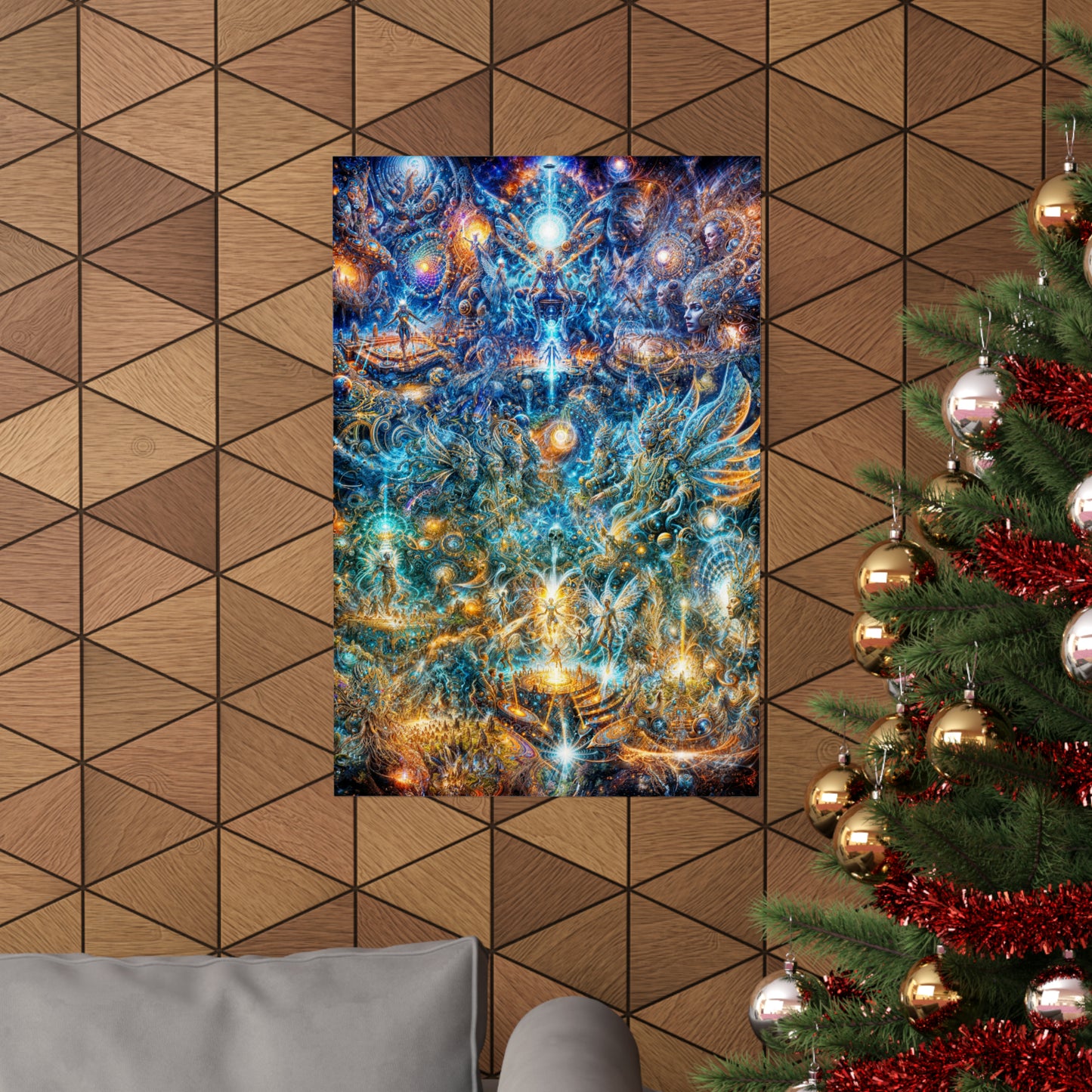 "Genesis of the Cyber Pantheon - Dawn of the Singularity" Premium Matte Vertical Posters