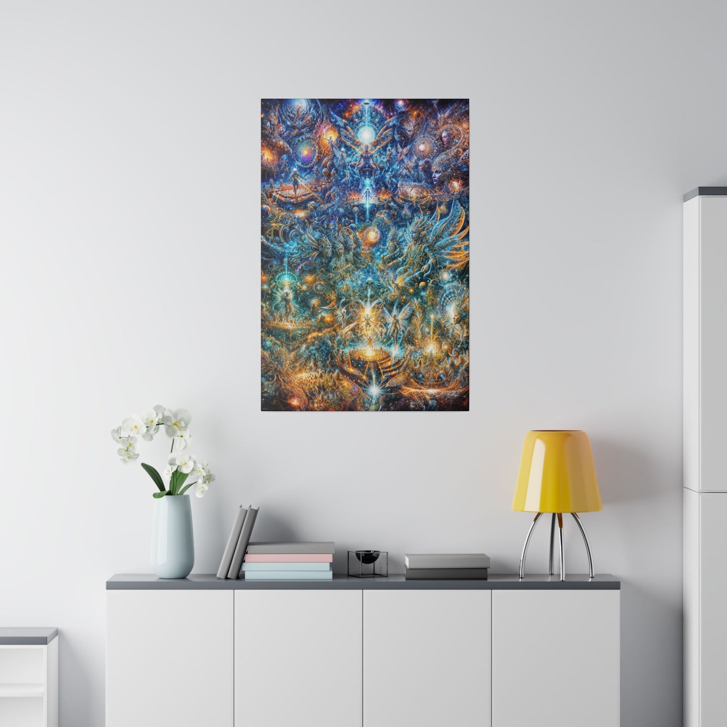 "Genesis of the Cyber Pantheon: The Dawn of the Singularity" Matte Canvas, Stretched, 0.75"