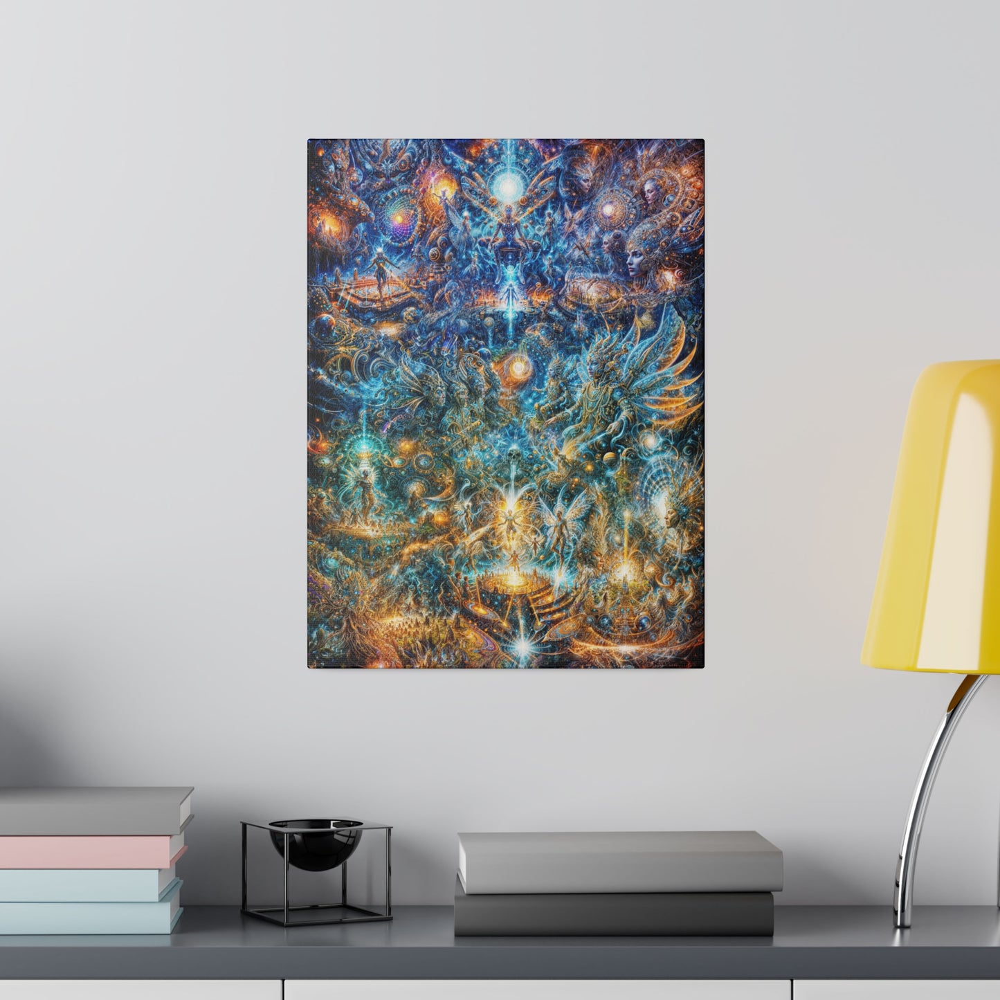 "Genesis of the Cyber Pantheon: The Dawn of the Singularity" Matte Canvas, Stretched, 0.75"