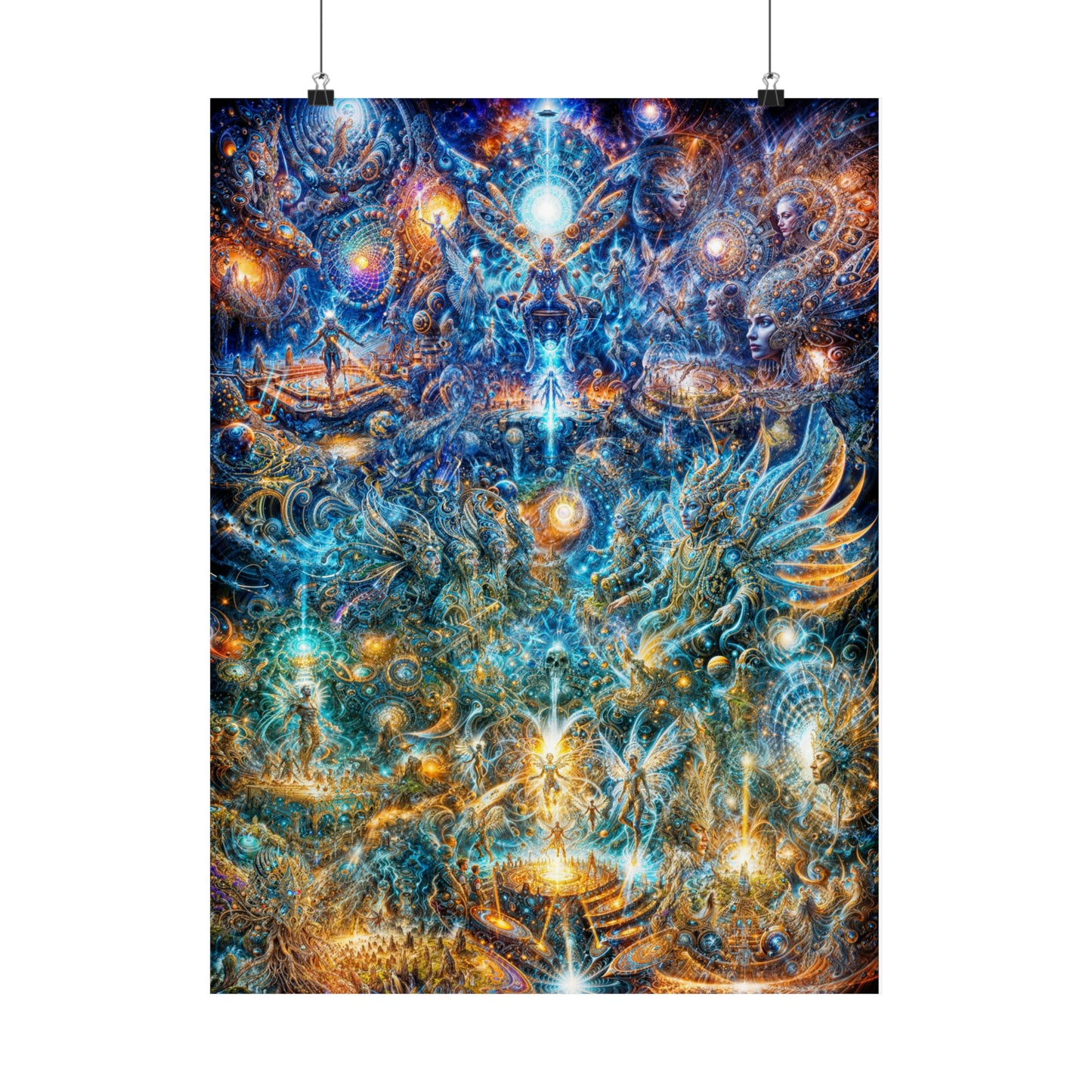 "Genesis of the Cyber Pantheon - Dawn of the Singularity" Premium Matte Vertical Posters