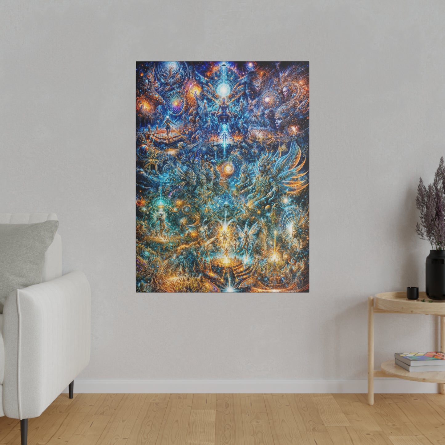 "Genesis of the Cyber Pantheon: The Dawn of the Singularity" Matte Canvas, Stretched, 0.75"