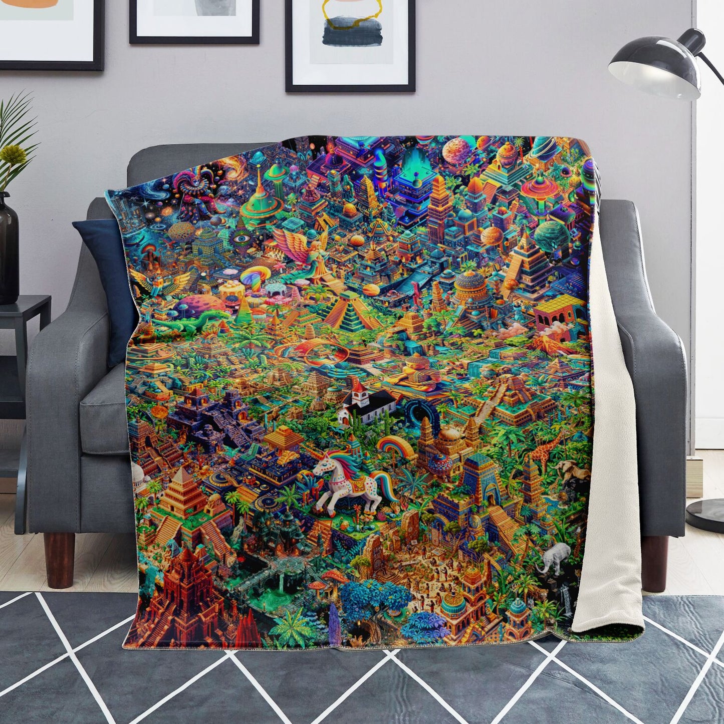 WILD EYE KANDY - Premium Microfleece Blanket - AOP