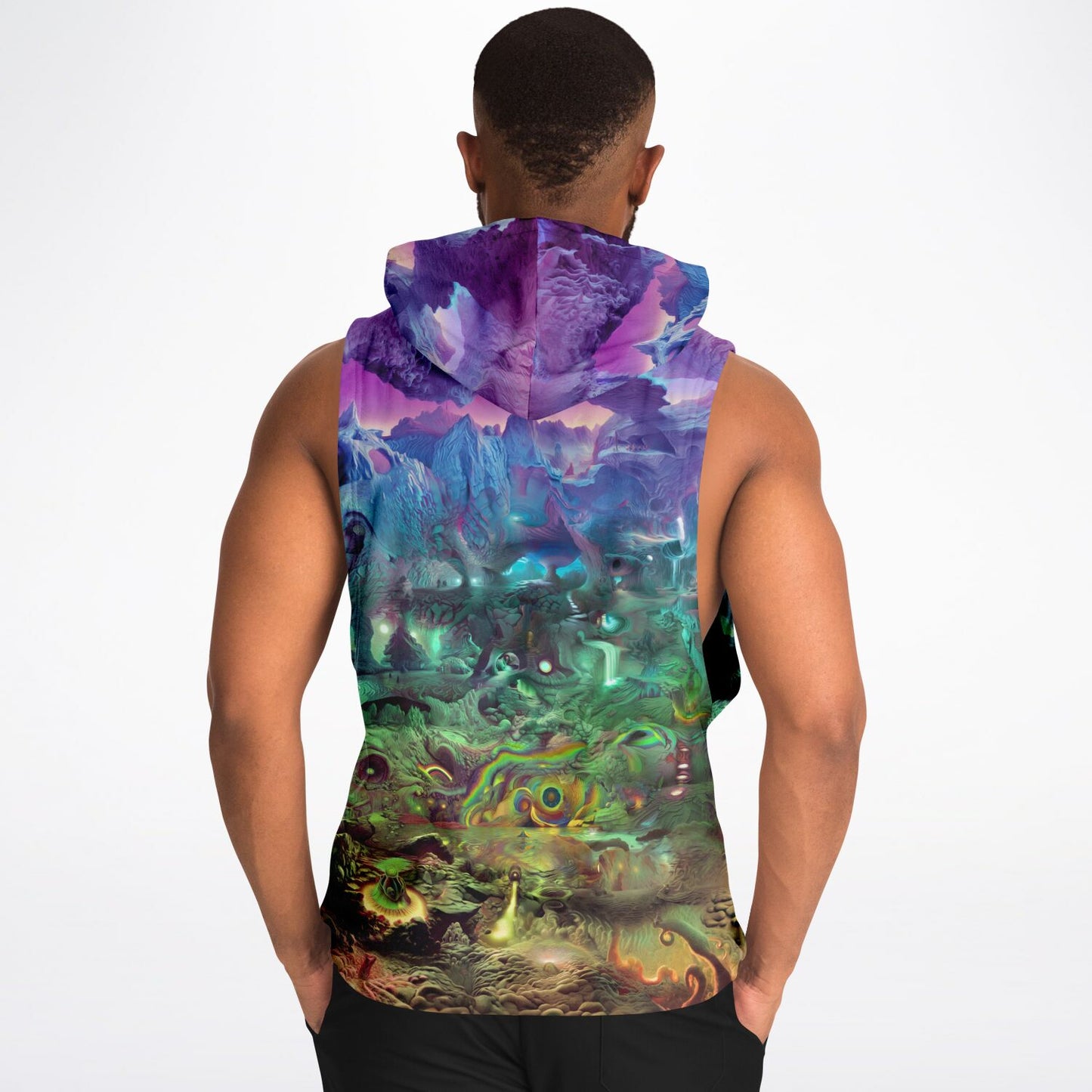 "PSYCHEDELIC WONDERLAND 2" Athletic Drop Armhole Hoodie - AOP