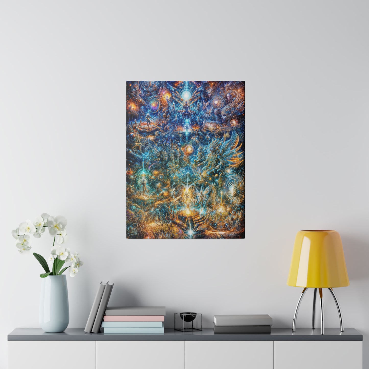 "Genesis of the Cyber Pantheon: The Dawn of the Singularity" Matte Canvas, Stretched, 0.75"