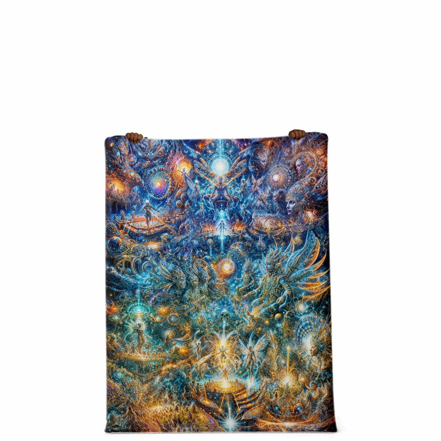 "Genesis of the Cyber Pantheon - The Dawn of Singularity" Premium Microfleece Blanket - AOP