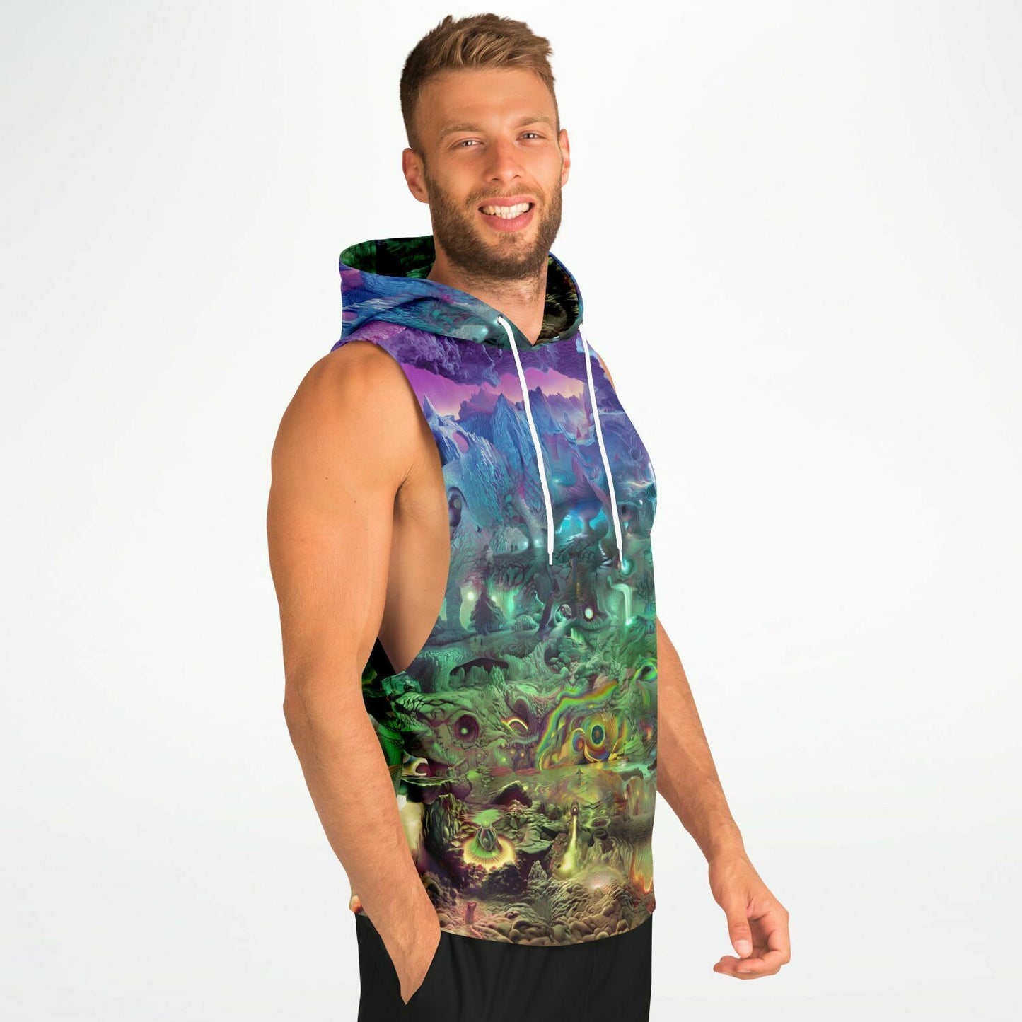 "PSYCHEDELIC WONDERLAND 2" Athletic Drop Armhole Hoodie - AOP