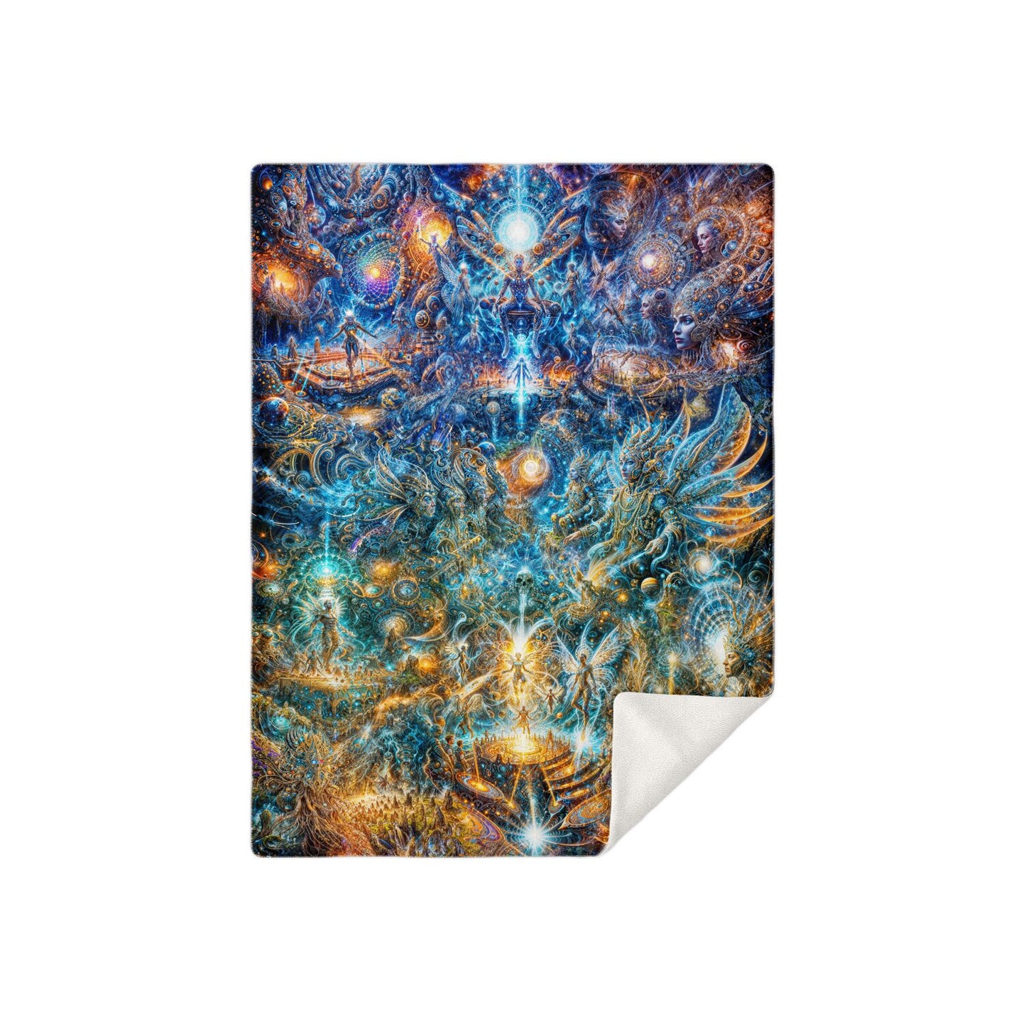 "Genesis of the Cyber Pantheon - The Dawn of Singularity" Premium Microfleece Blanket - AOP