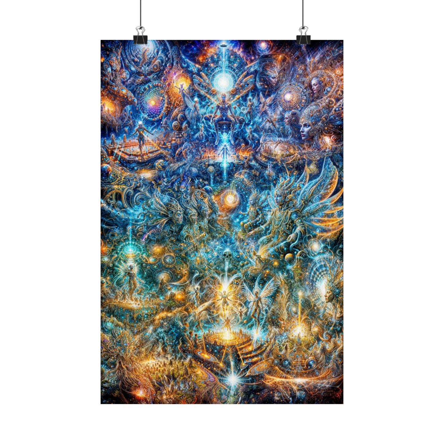 "Genesis of the Cyber Pantheon - Dawn of the Singularity" Premium Matte Vertical Posters