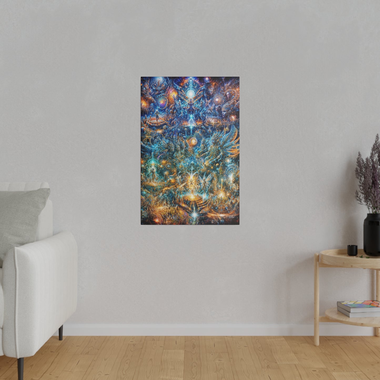 "Genesis of the Cyber Pantheon: The Dawn of the Singularity" Matte Canvas, Stretched, 0.75"