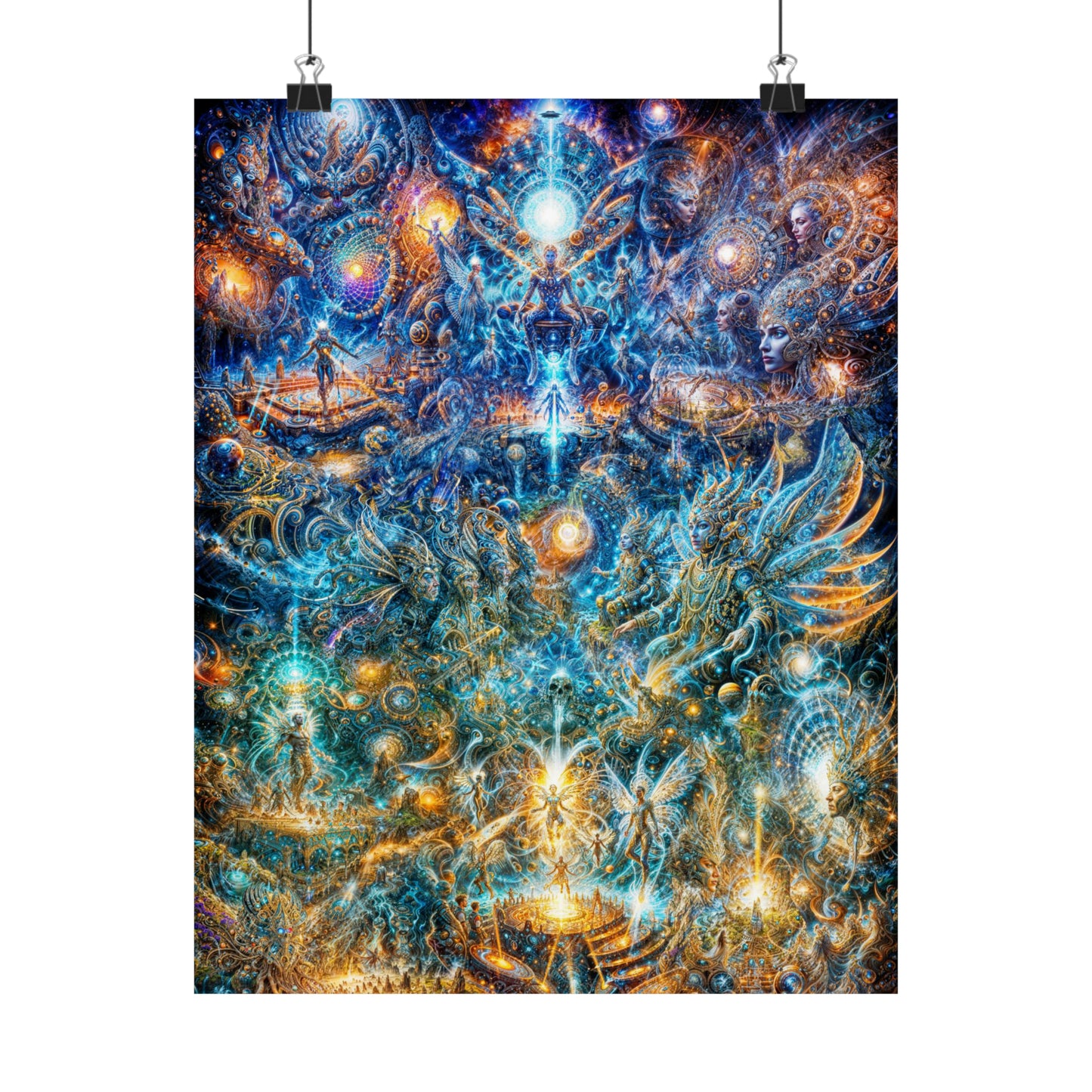 "Genesis of the Cyber Pantheon - Dawn of the Singularity" Premium Matte Vertical Posters