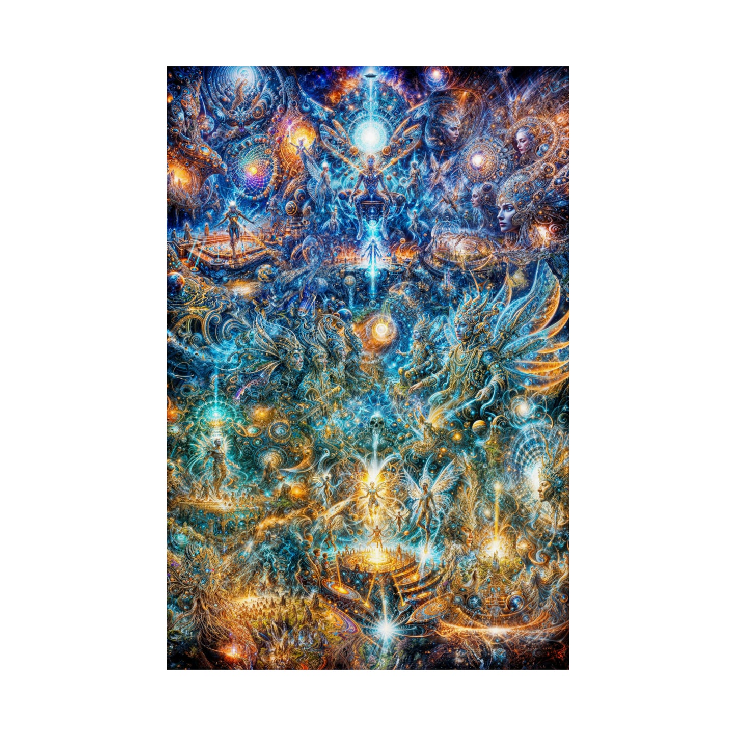 "Genesis of the Cyber Pantheon - Dawn of the Singularity" Premium Matte Vertical Posters