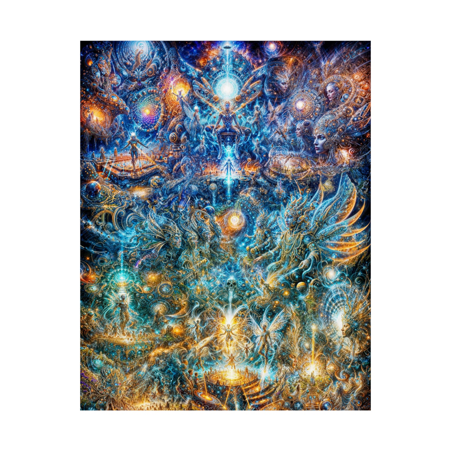 "Genesis of the Cyber Pantheon - Dawn of the Singularity" Premium Matte Vertical Posters