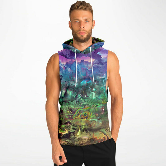 "PSYCHEDELIC WONDERLAND 2" Athletic Drop Armhole Hoodie - AOP