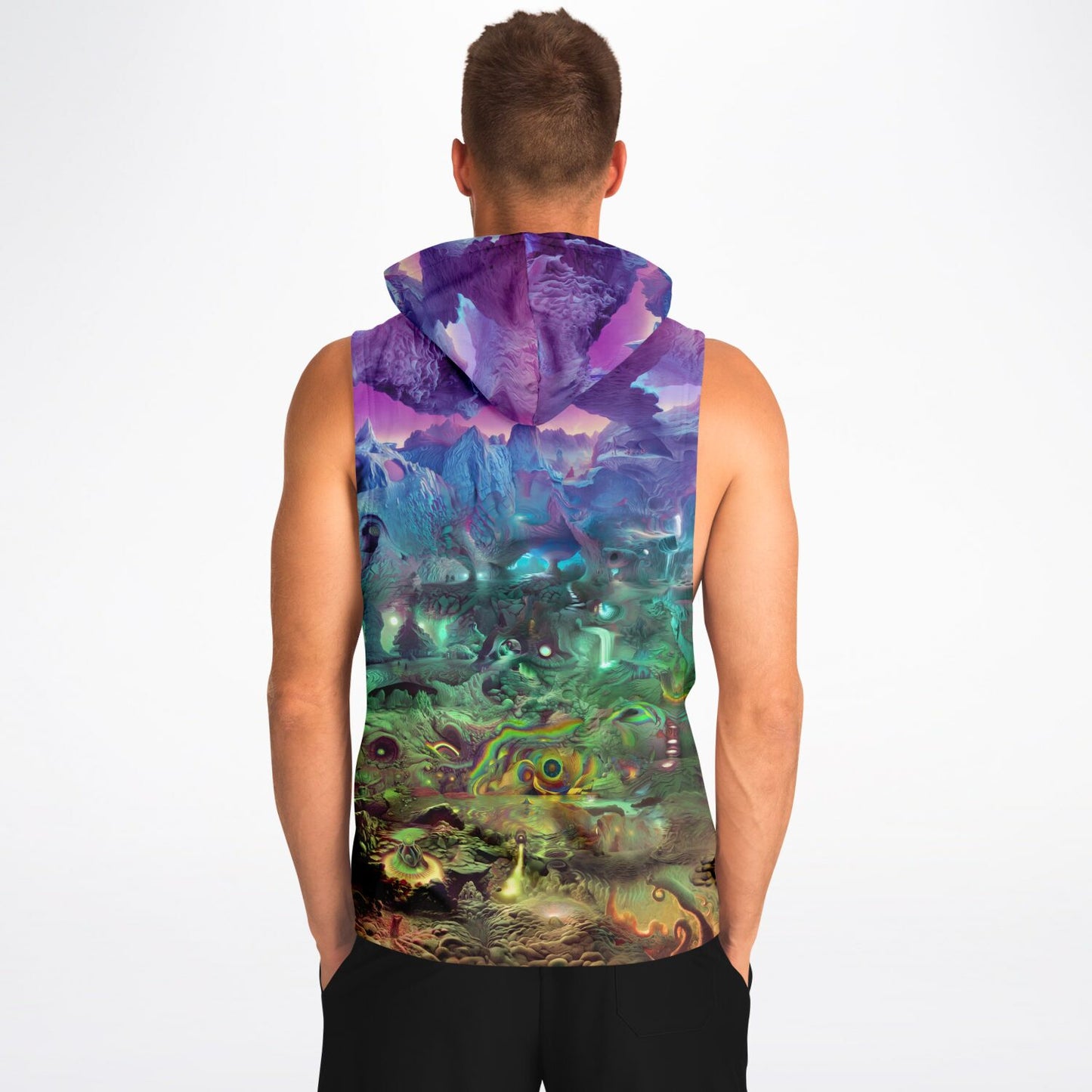 "PSYCHEDELIC WONDERLAND 2" Athletic Drop Armhole Hoodie - AOP