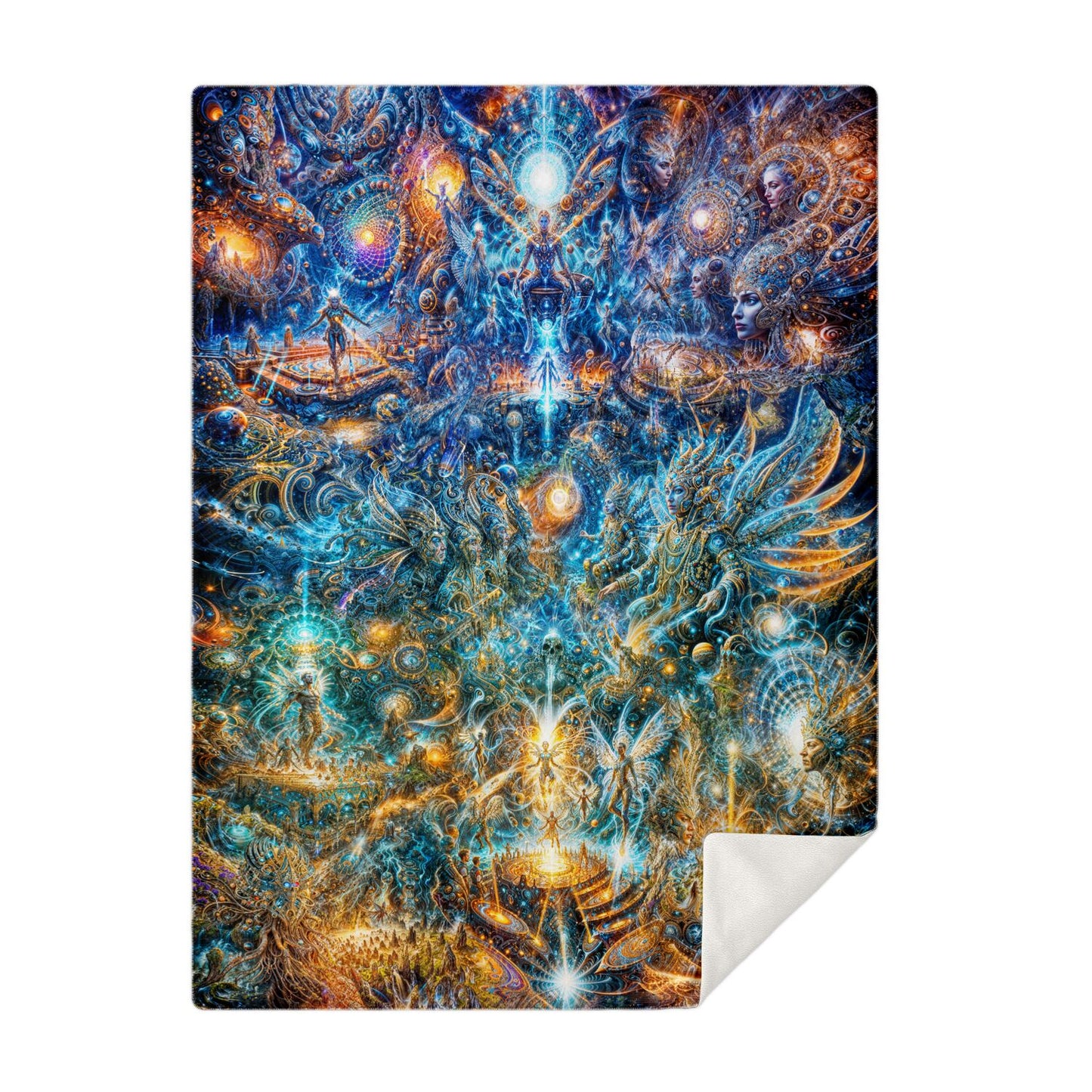 "Genesis of the Cyber Pantheon - The Dawn of Singularity" Premium Microfleece Blanket - AOP