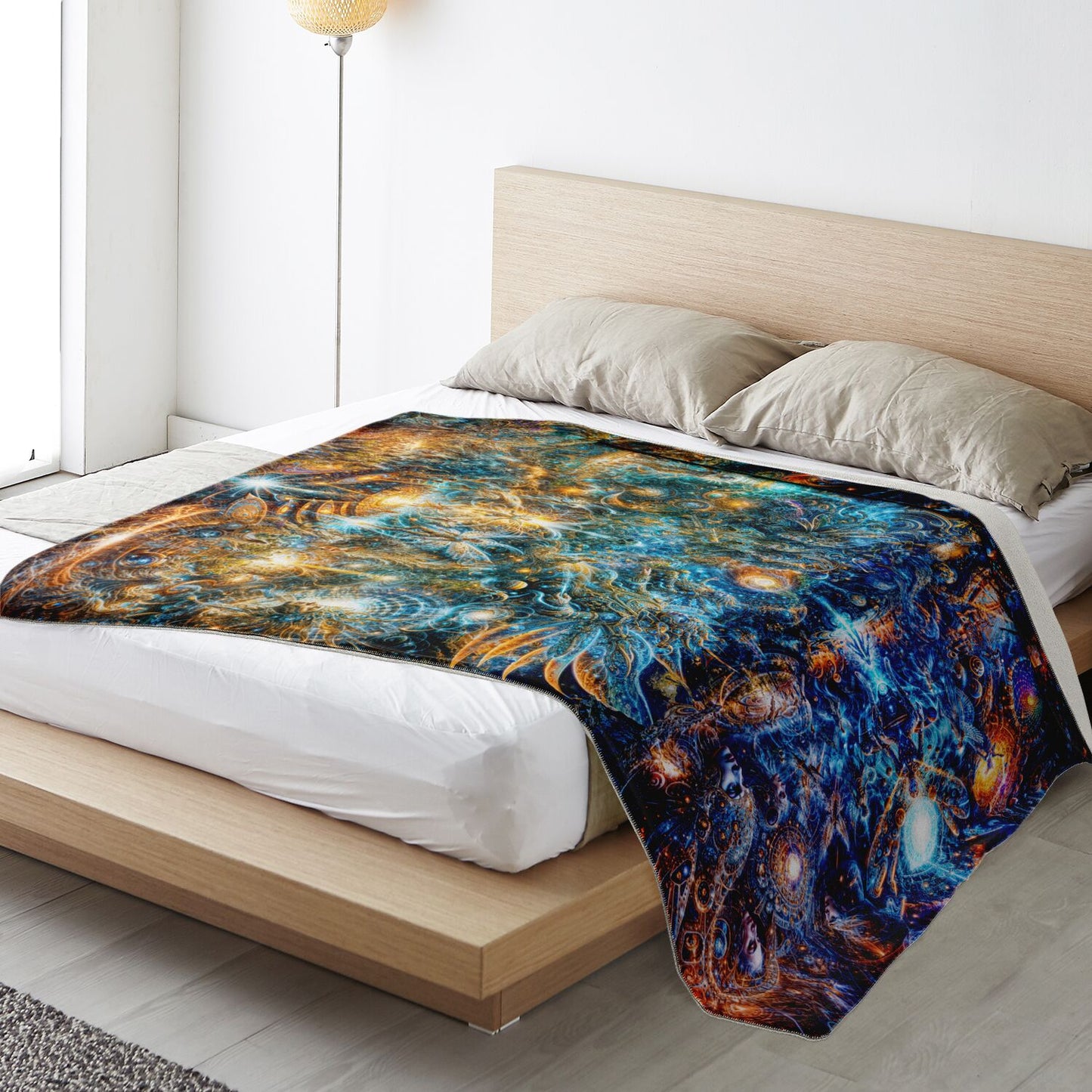 "Genesis of the Cyber Pantheon - The Dawn of Singularity" Premium Microfleece Blanket - AOP