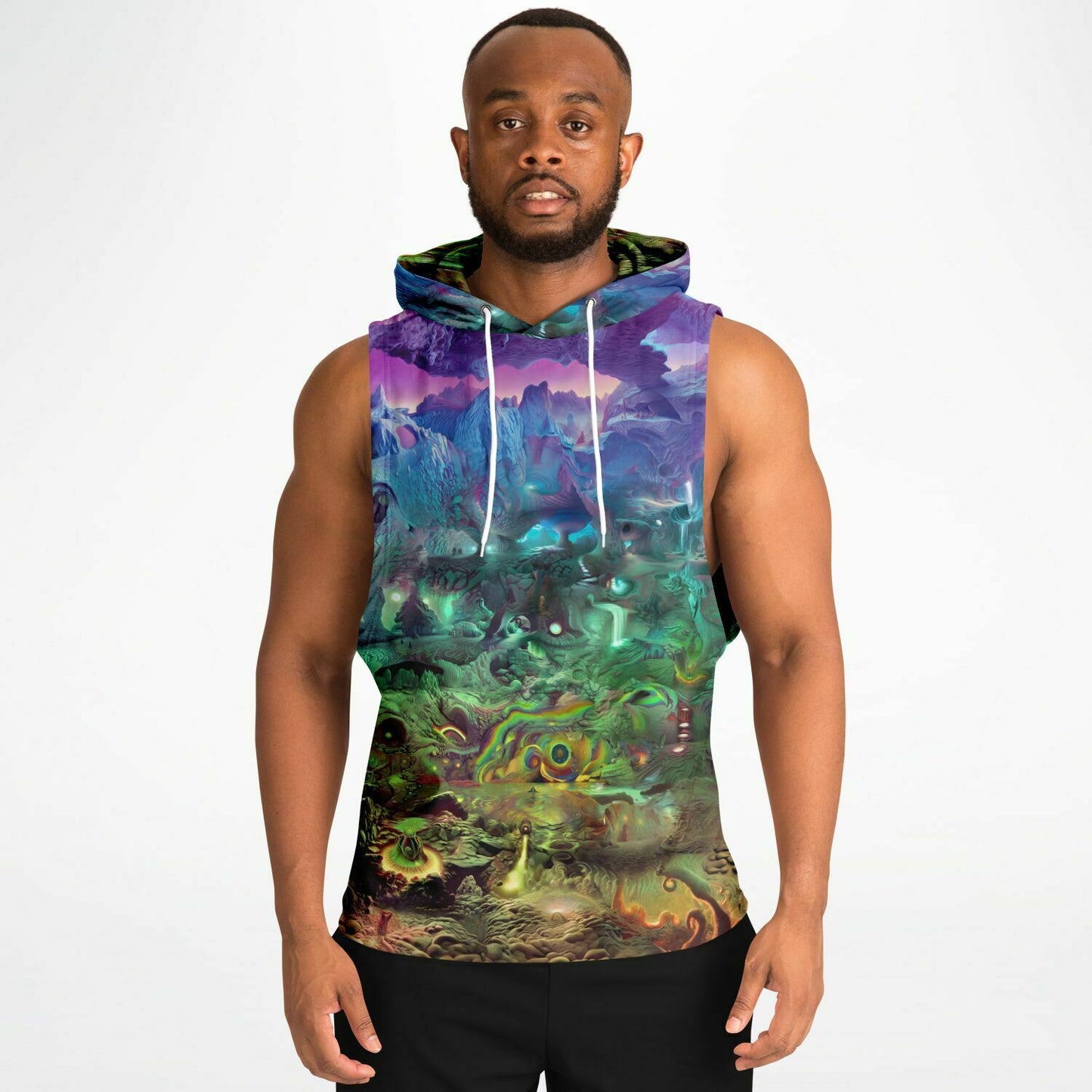 "PSYCHEDELIC WONDERLAND 2" Athletic Drop Armhole Hoodie - AOP