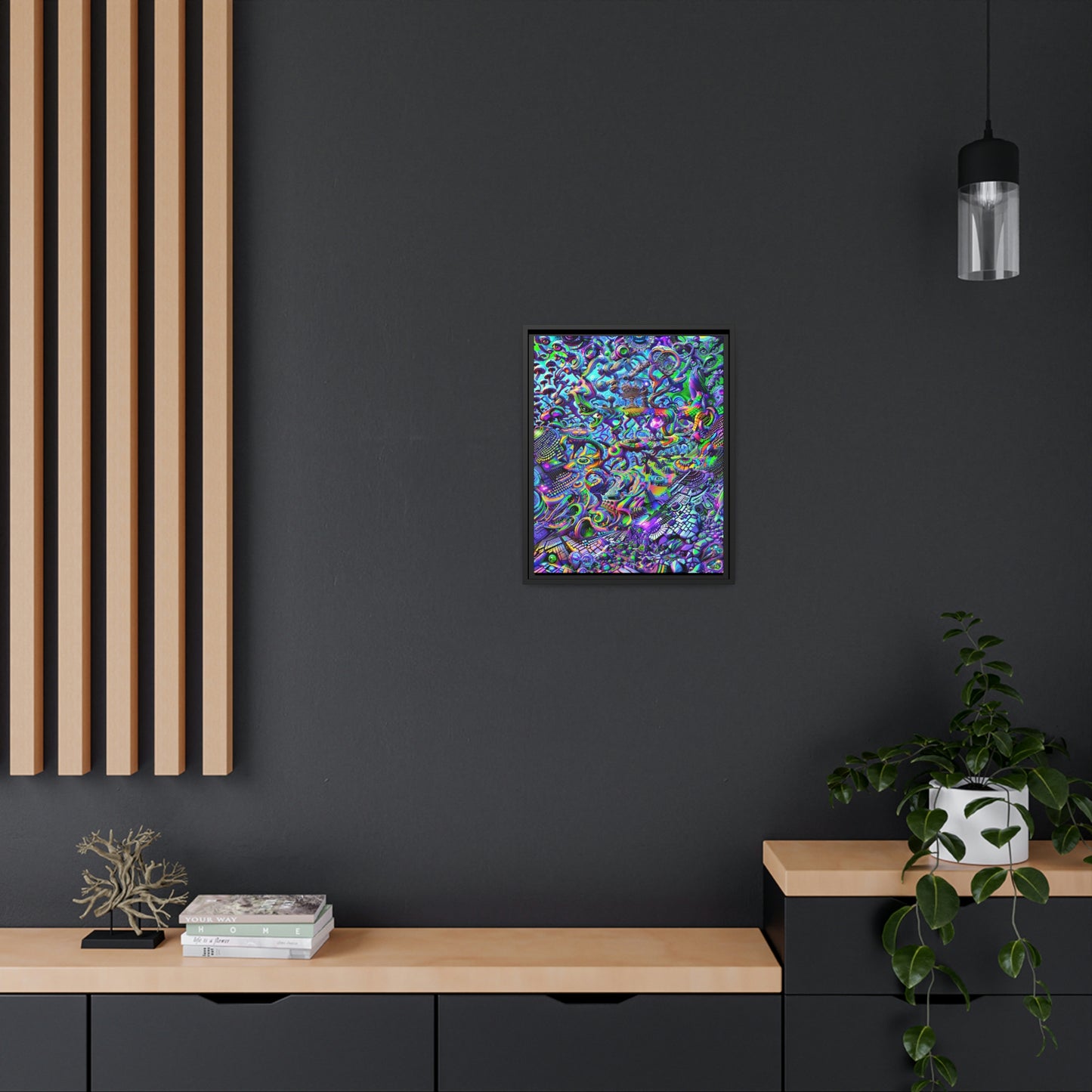 "PSYCHEDELIC WONDERLAND 2.0" Matte Canvas, Black Frame