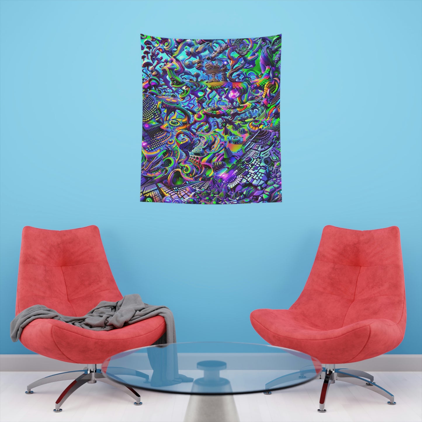 "PSYCHEDELIC WONDERLAND 2.0" Printed Wall Tapestry