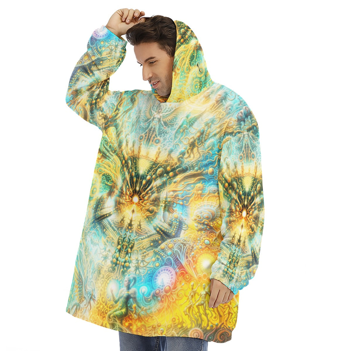 "ETERNAL INFLECTION" All-Over Print Unisex Sherpa Fleece Hoodie Blanket