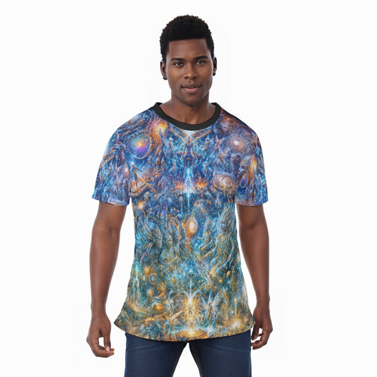 "Genesis of the Cyber Pantheon - The Dawn of Singularity" All-Over Print Unisex T-Shirt|220GMS KPO03