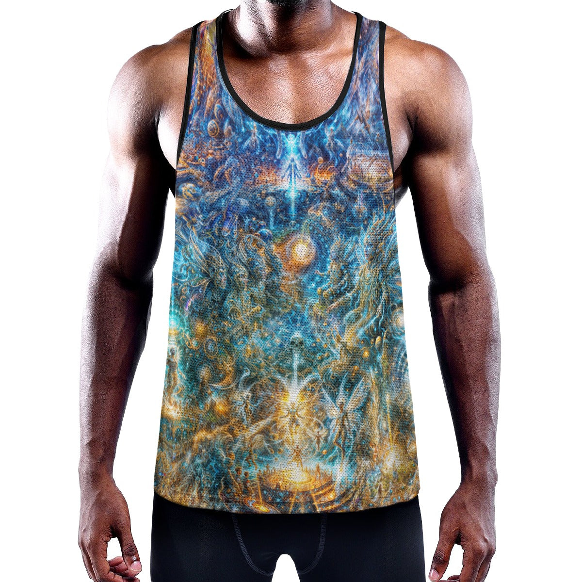 "Genesis of the Cyber Pantheon - The Dawn of Singularity" Men's Slim Y-Back Muscle Tank Top