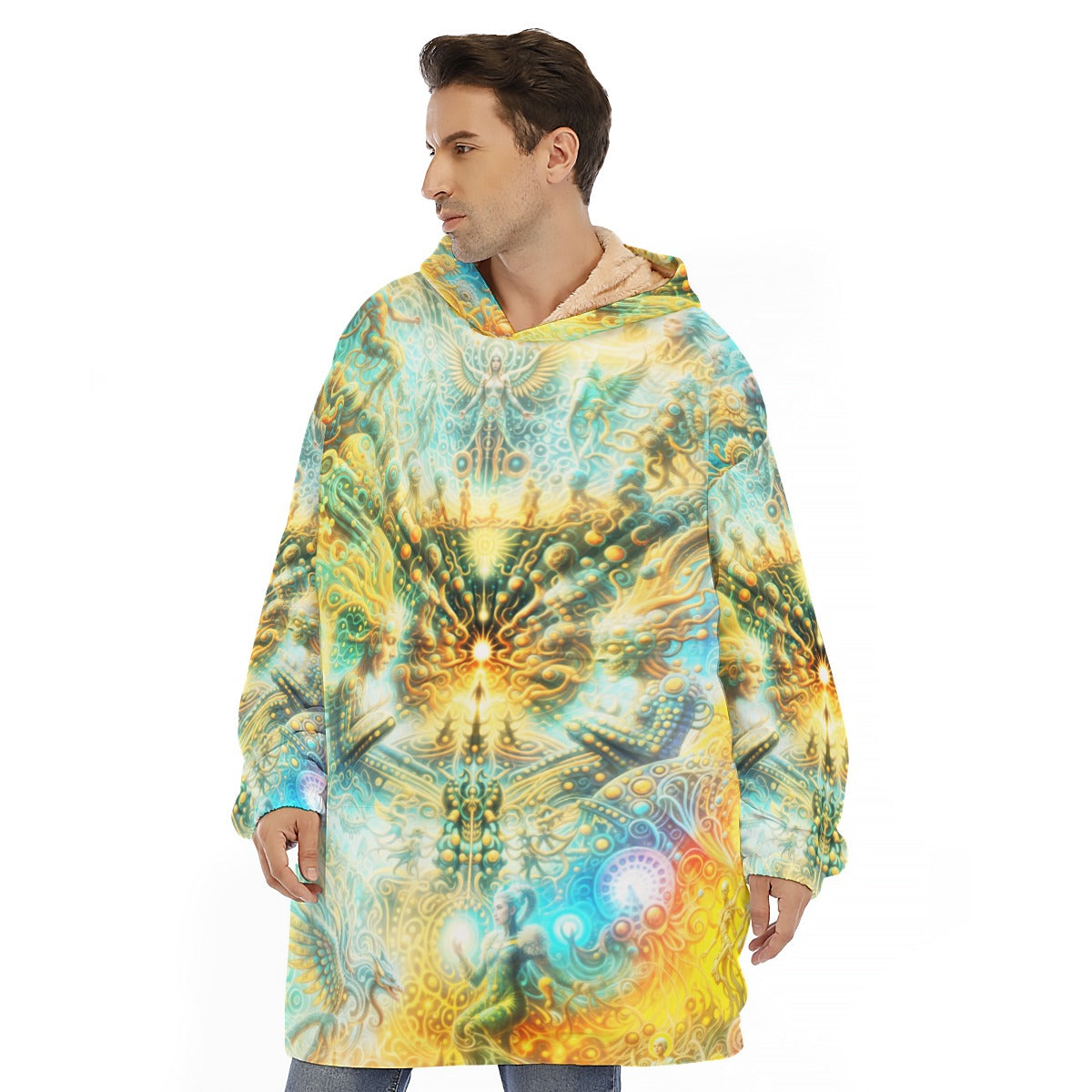 "ETERNAL INFLECTION" All-Over Print Unisex Sherpa Fleece Hoodie Blanket