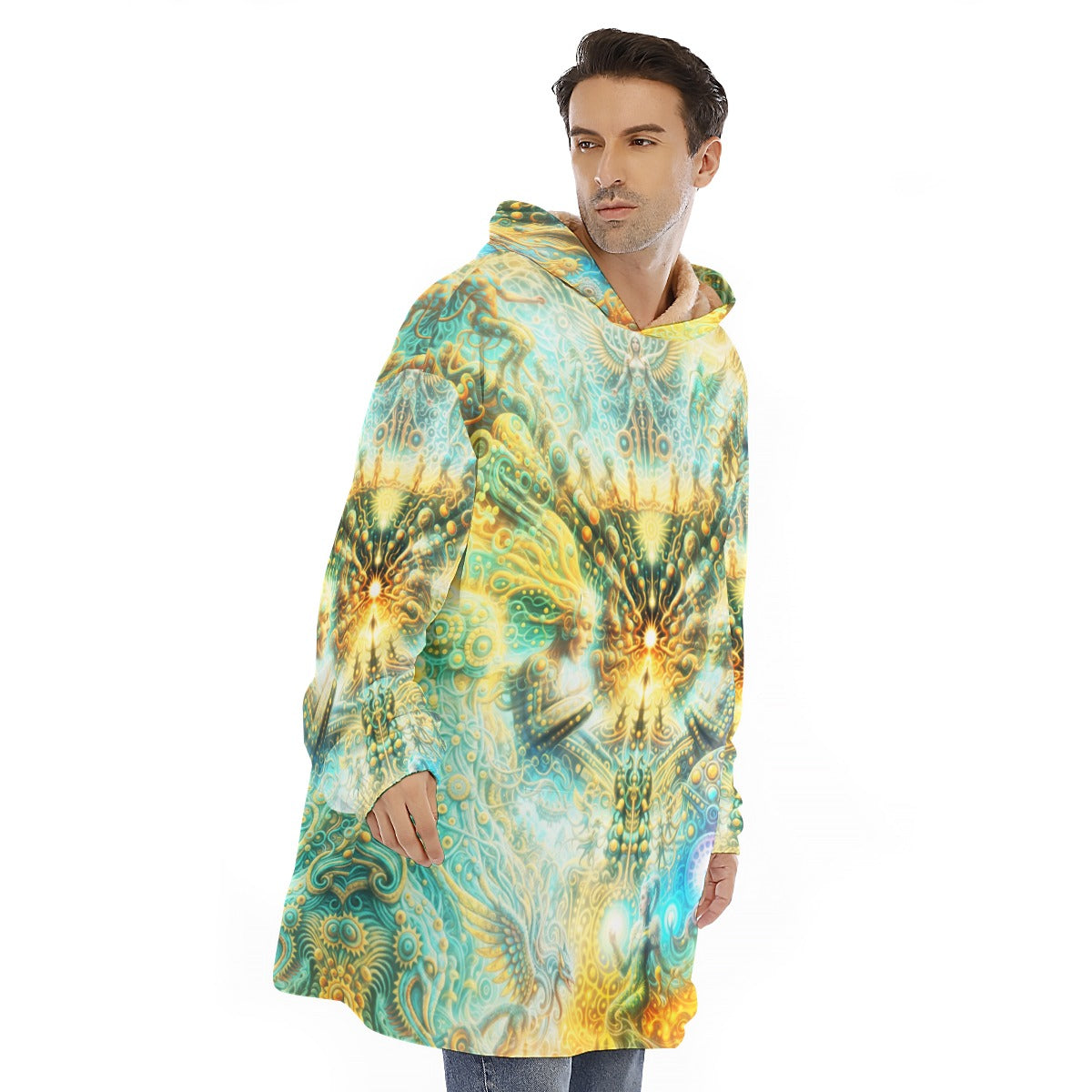 "ETERNAL INFLECTION" All-Over Print Unisex Sherpa Fleece Hoodie Blanket