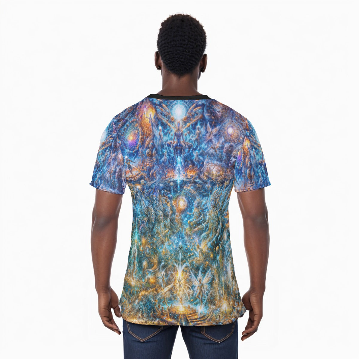 "Genesis of the Cyber Pantheon - The Dawn of Singularity" All-Over Print Unisex T-Shirt|220GMS KPO03