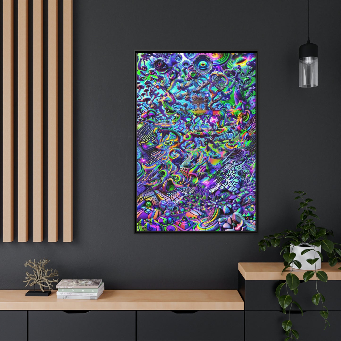 "PSYCHEDELIC WONDERLAND 2.0" Matte Canvas, Black Frame