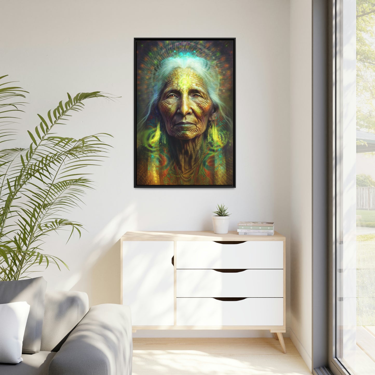 "SACRED WISDOM" Matte Canvas, Black Frame